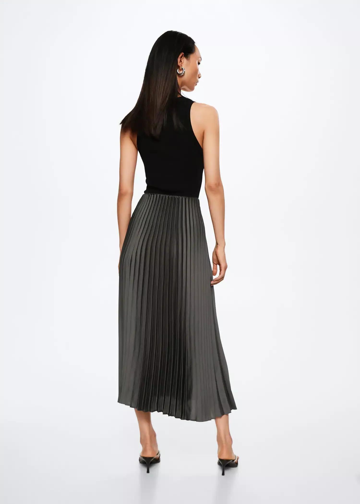 Grey Satin Pleated Skirt, , large image number 5