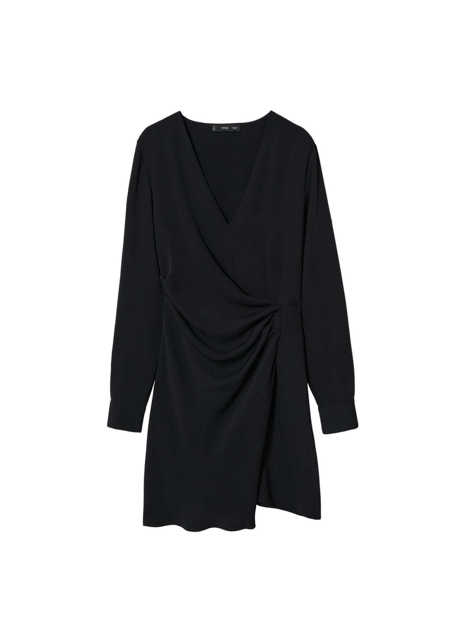 Black Draped Detail Dress, , large image number 3