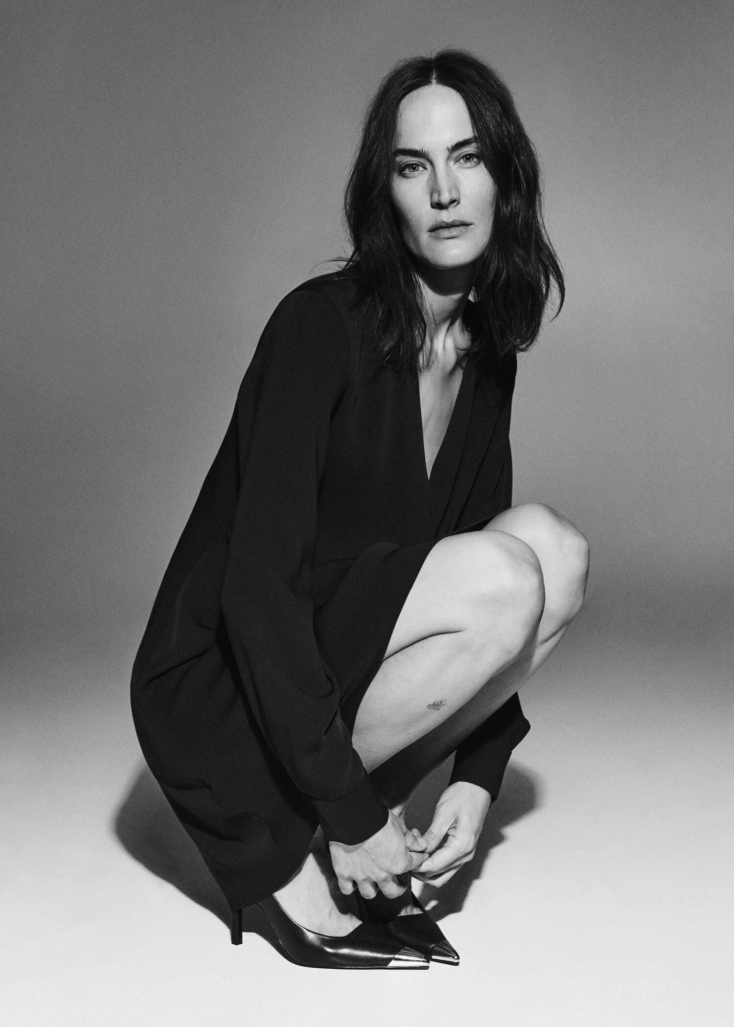 Black Draped Detail Dress, , large image number 5