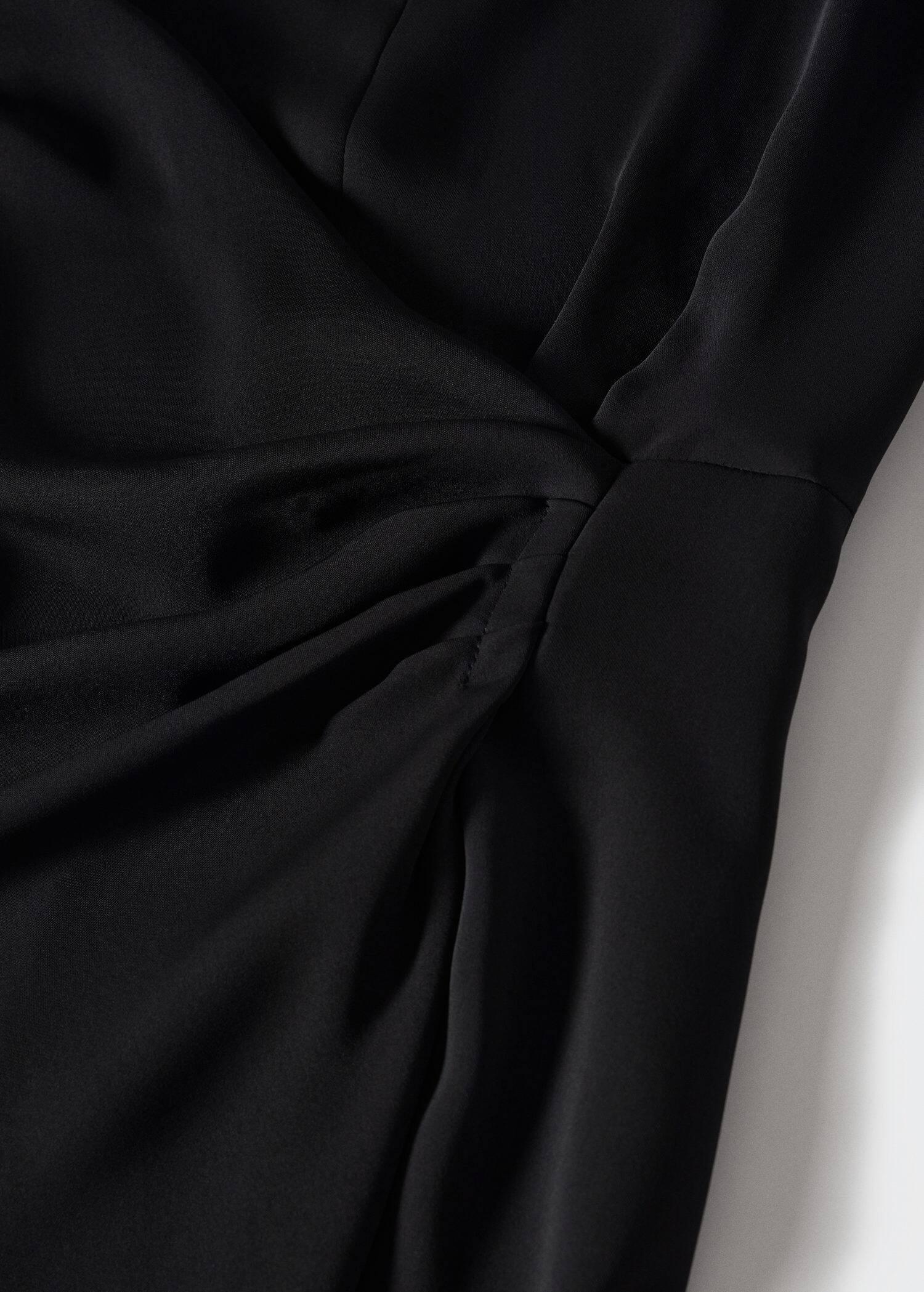 Black Draped Detail Dress, , large image number 7