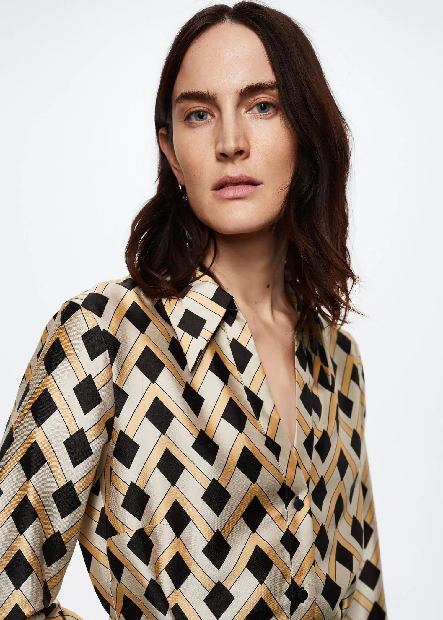 Yellow Geometric Print Dress, , large image number 2