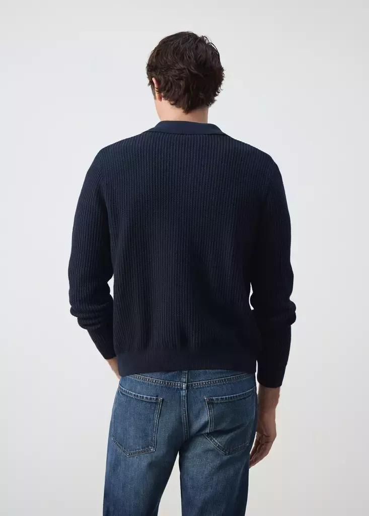 Navy Ribbed Knitted Cardigan, Navy, large image number 2