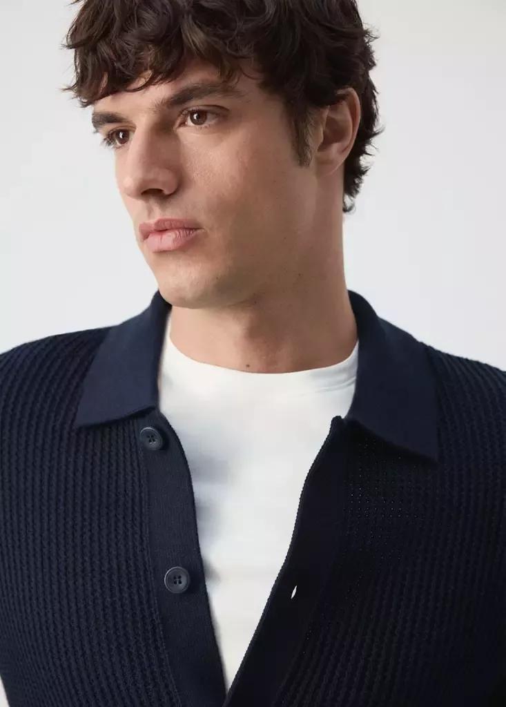 Navy Ribbed Knitted Cardigan, Navy, large image number 3