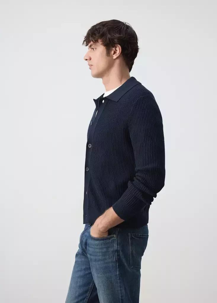Navy Ribbed Knitted Cardigan, Navy, large image number 5
