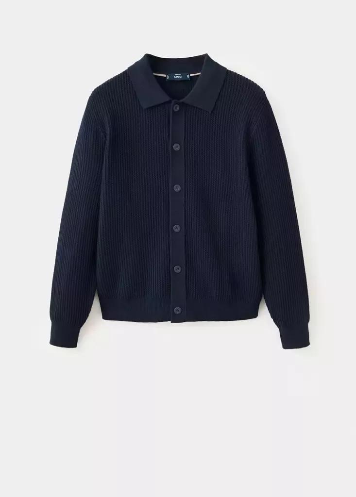 Navy Ribbed Knitted Cardigan, Navy, large image number 6