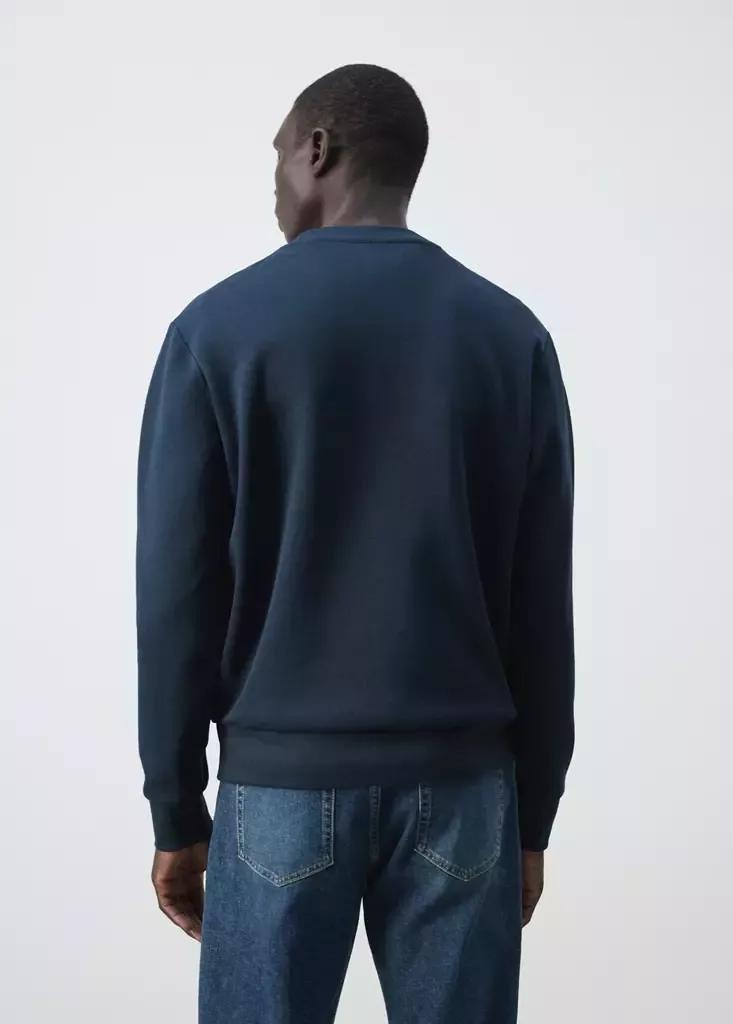 Blue Cotton-Blend Regular-Fit Sweatshirt, Dark Blue, large image number 2