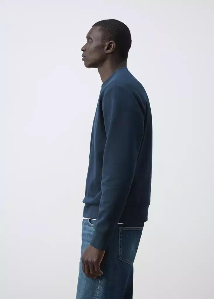 Blue Cotton-Blend Regular-Fit Sweatshirt, Dark Blue, large image number 4
