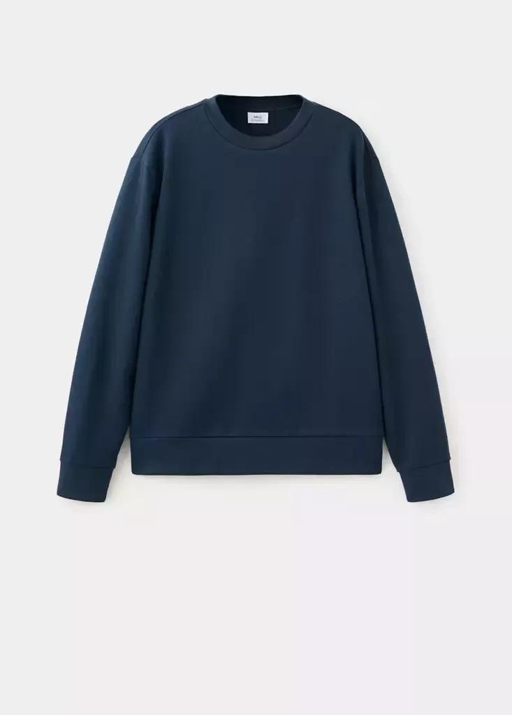 Blue Cotton-Blend Regular-Fit Sweatshirt, Dark Blue, large image number 5