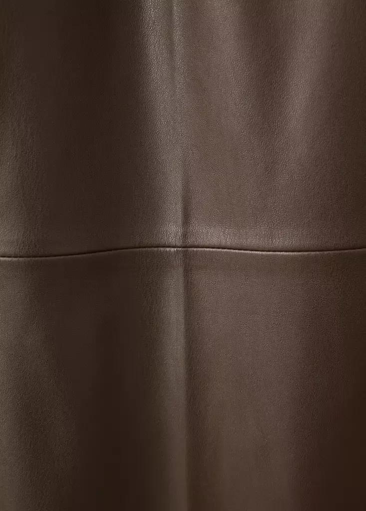 Brown Wide Leg Faux-Leather Trousers, Medium Brown, large image number 6