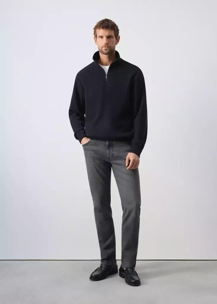 Navy Regular-Fit Brushed-Knit Sweatshirt, Navy, medium