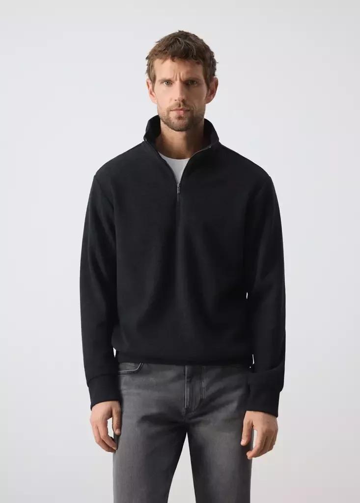Navy Regular-Fit Brushed-Knit Sweatshirt, Navy, large image number 1