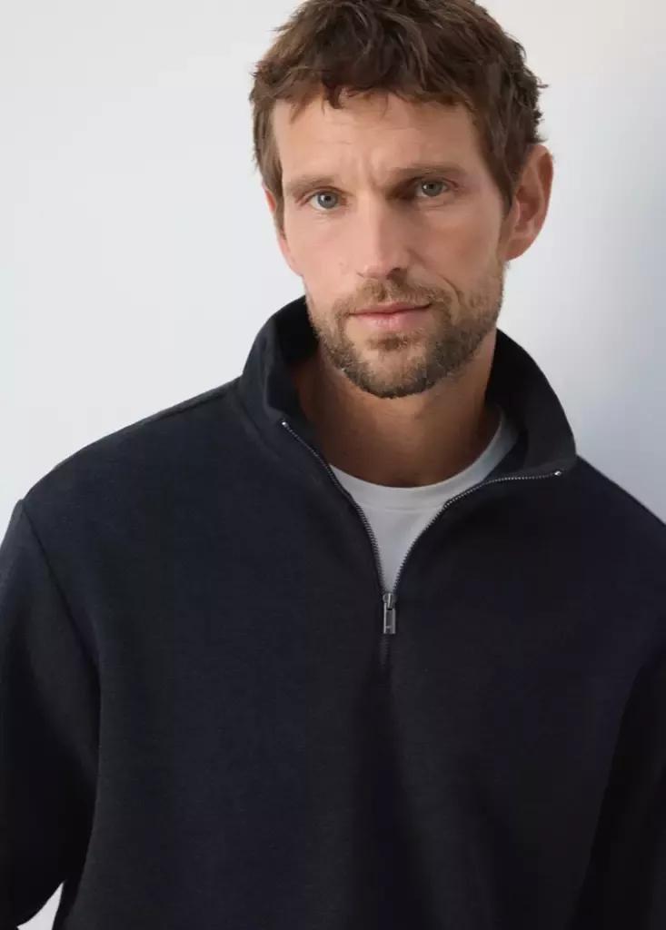 Navy Regular-Fit Brushed-Knit Sweatshirt, Navy, large image number 3
