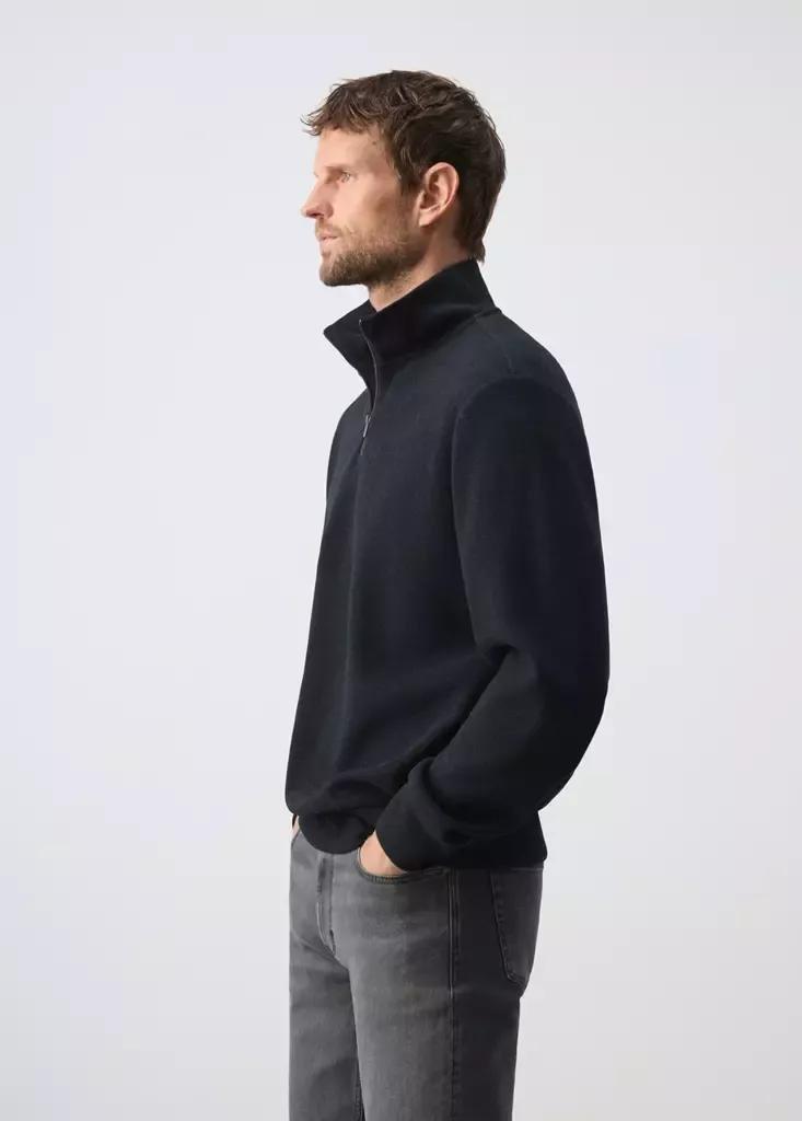 Navy Regular-Fit Brushed-Knit Sweatshirt, Navy, large image number 4