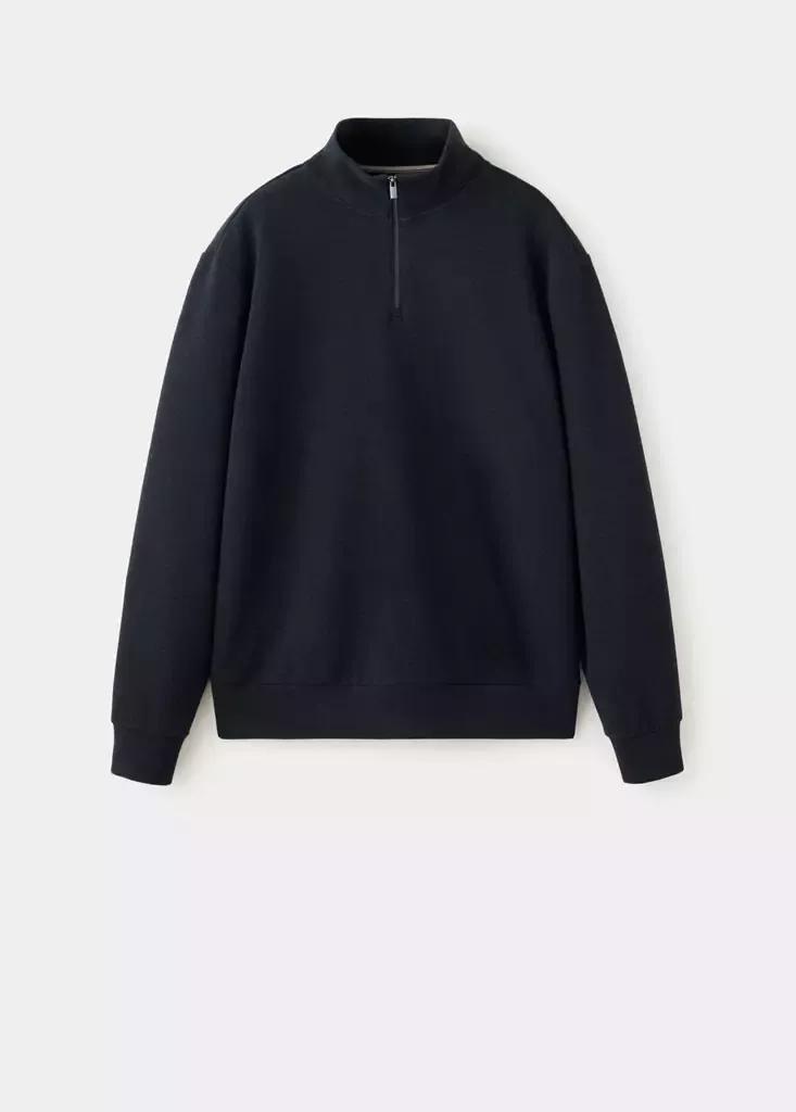 Navy Regular-Fit Brushed-Knit Sweatshirt, Navy, large image number 5