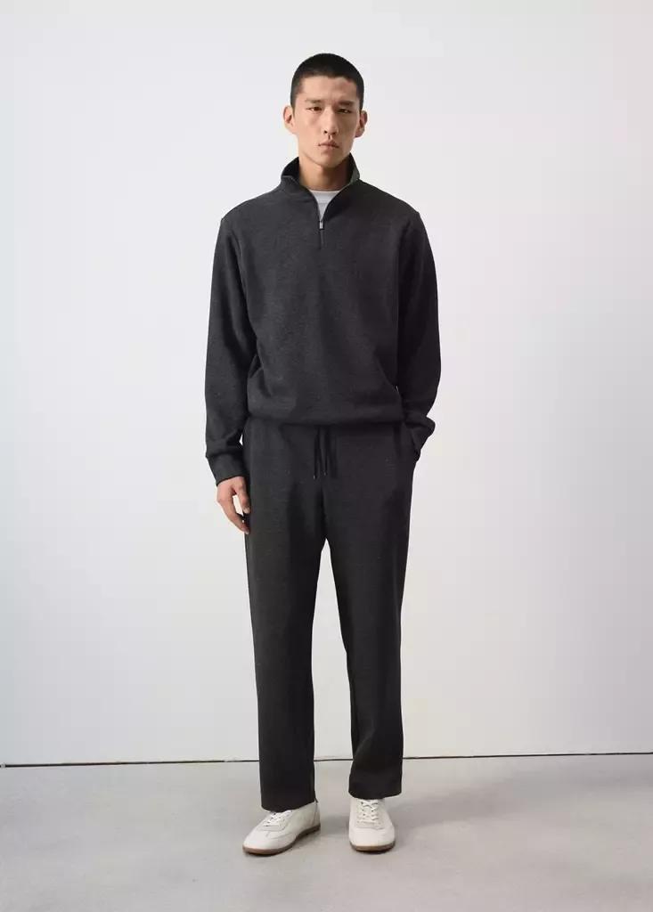 Grey Regular-Fit Zip-Neck Sweatshirt, Dark Grey, large image number 0