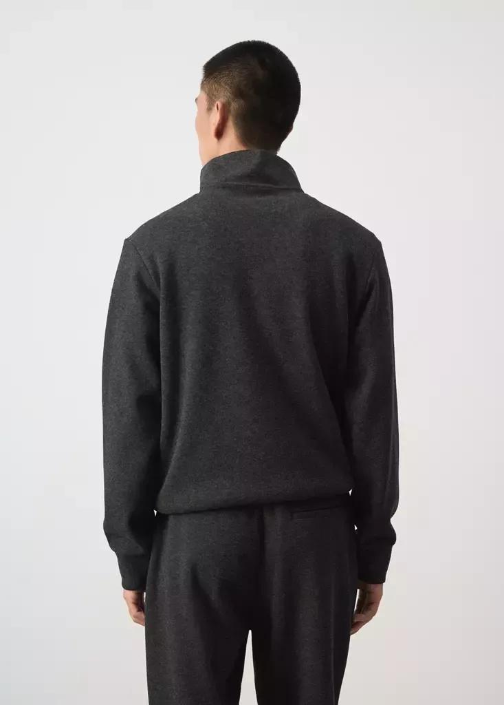 Grey Regular-Fit Zip-Neck Sweatshirt, Dark Grey, large image number 2