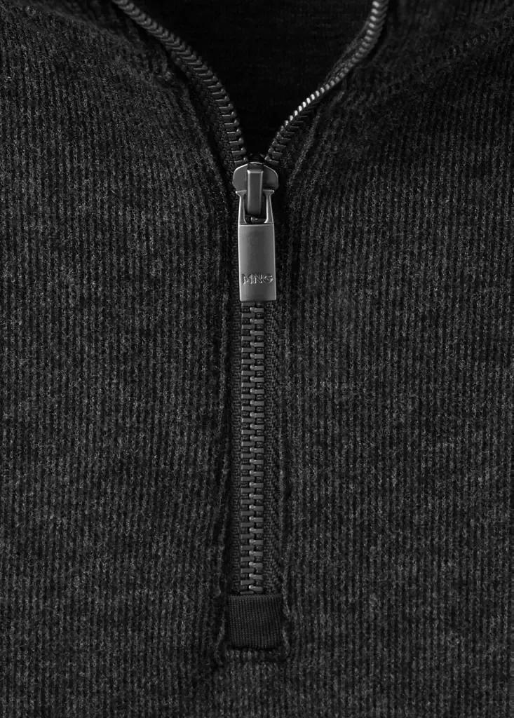 Grey Regular-Fit Zip-Neck Sweatshirt, Dark Grey, large image number 6