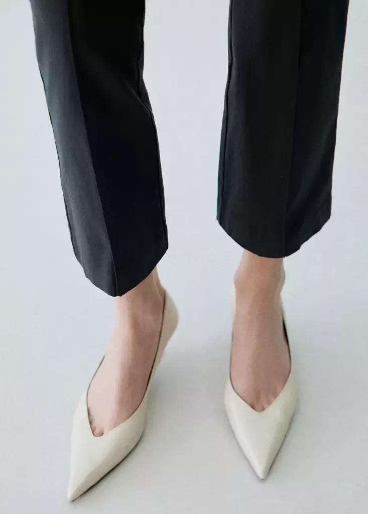 Grey High-Waist Crop Trousers, Charcoal, large image number 3