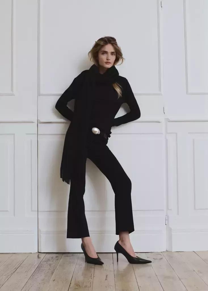 Black High-Waist Crop Trousers, Black, large image number 0