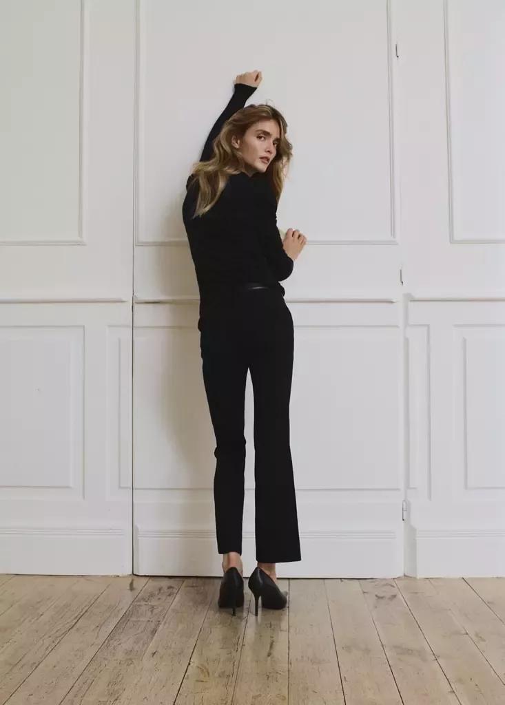 Black High-Waist Crop Trousers, Black, large image number 2