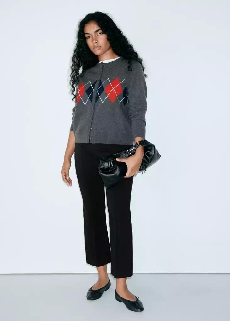 Black High-Waist Crop Trousers, Black, large image number 7