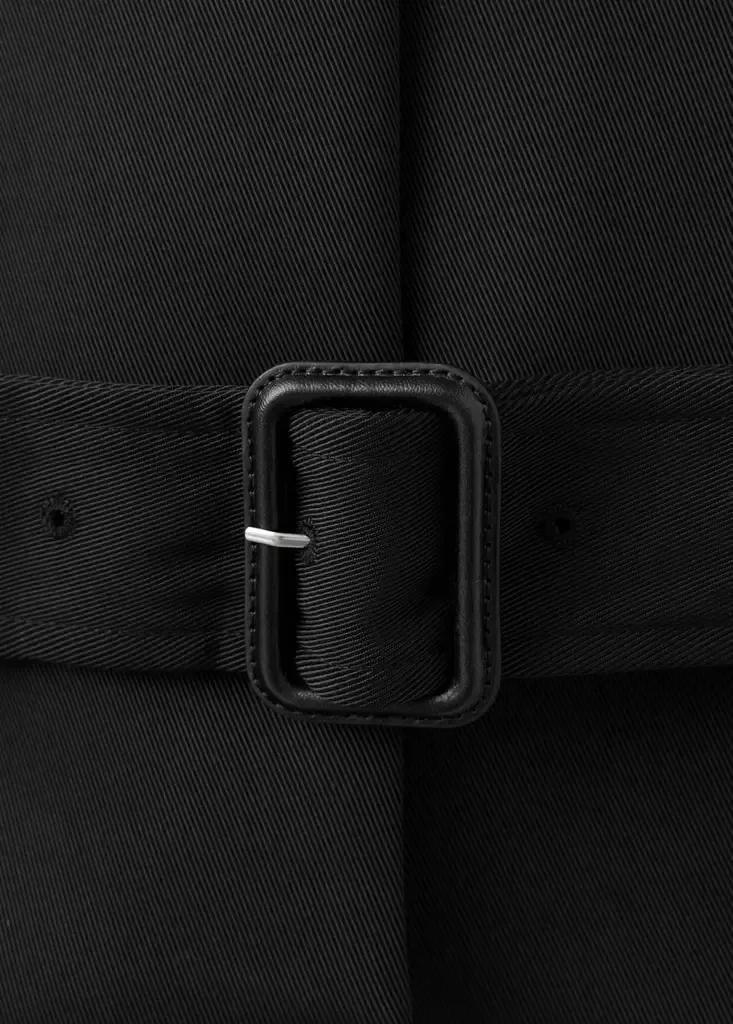 Black Shirt-Collar Jacket With Belt, Black, large image number 5