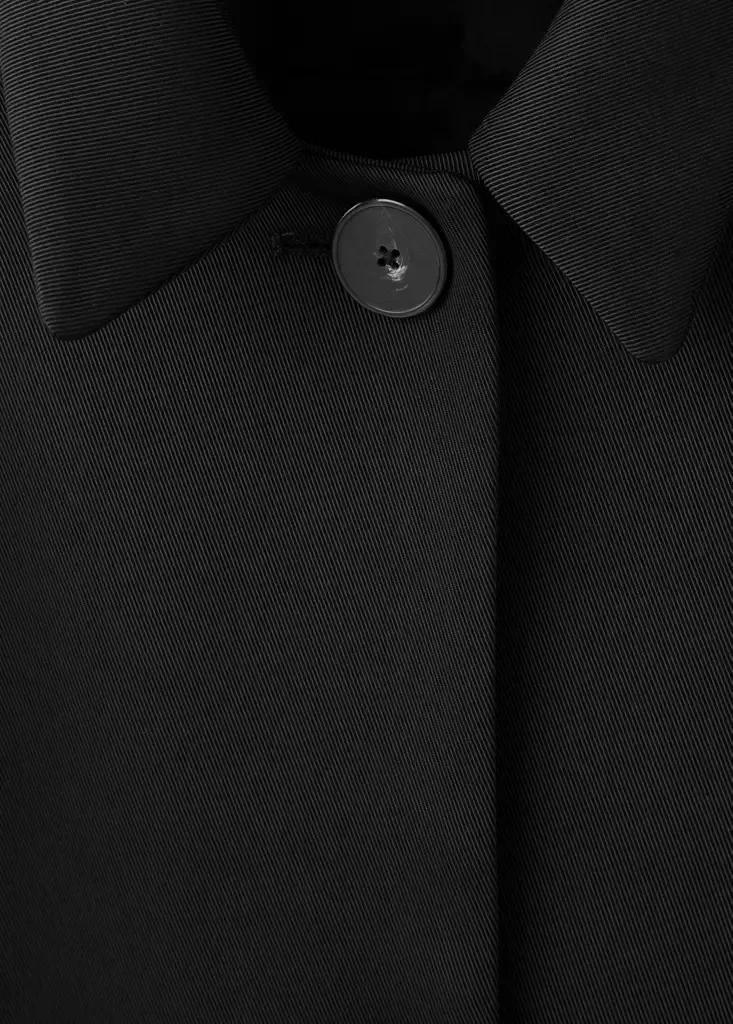 Black Shirt-Collar Jacket With Belt, Black, large image number 6