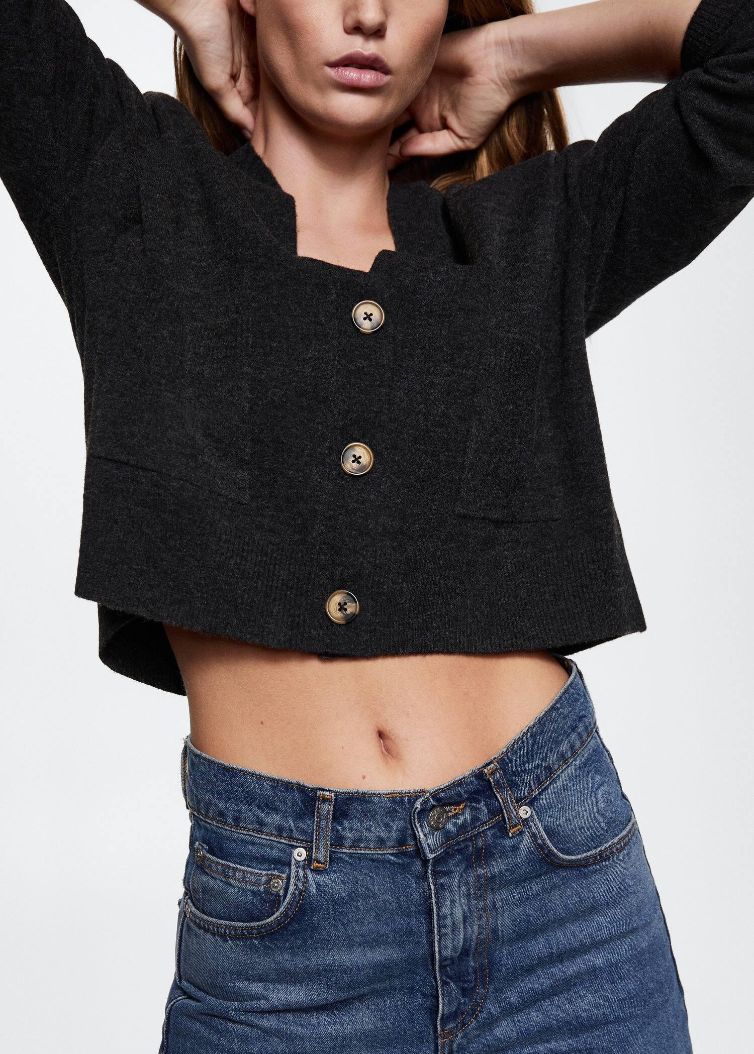 Charcoal Pocket Knit Cardigan, , large image number 1