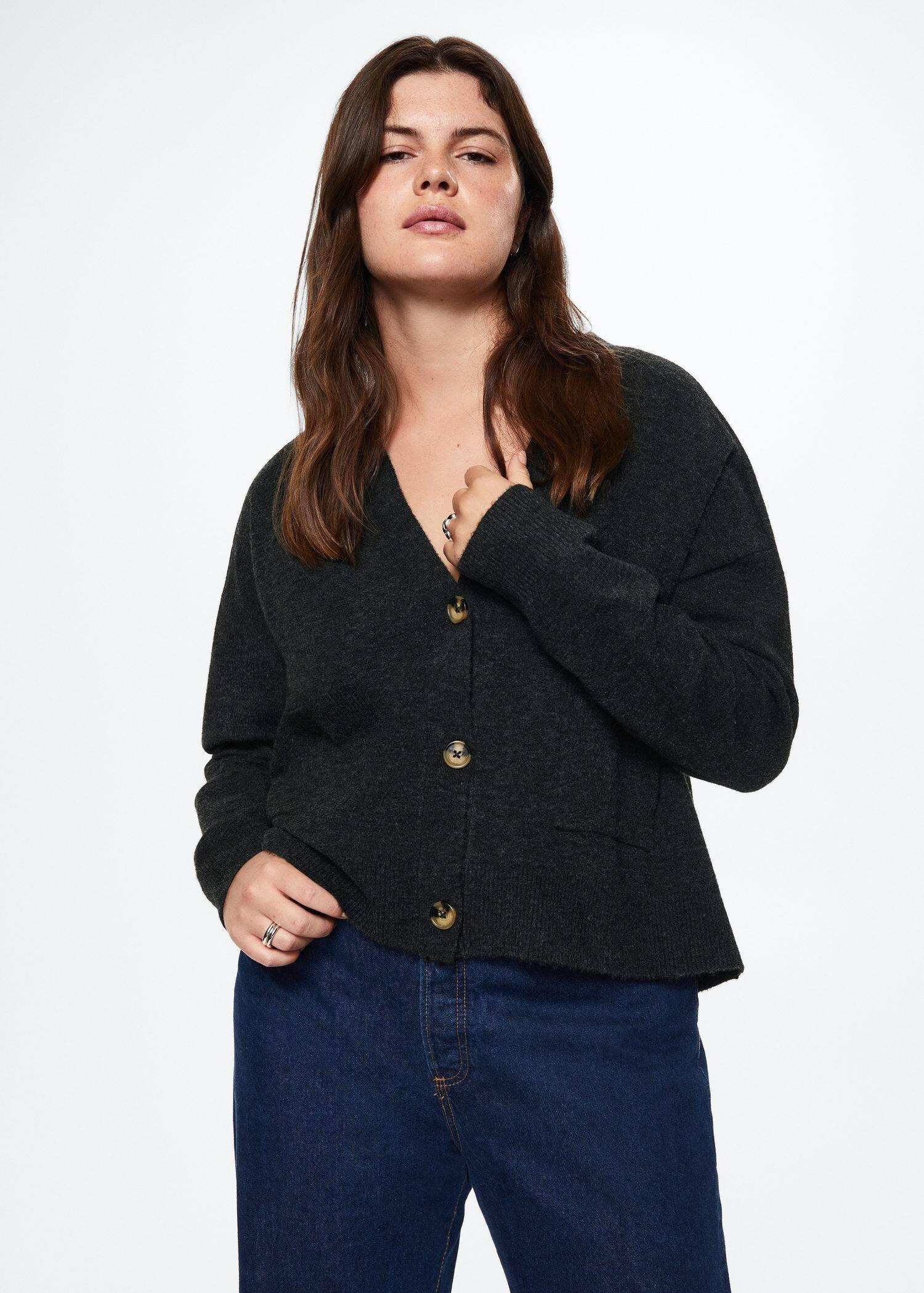 Charcoal Pocket Knit Cardigan, , large image number 5
