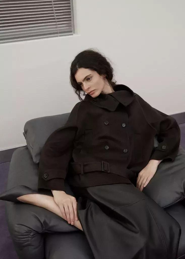 Brown Double-Breasted Wool Jacket, Dark Brown, medium