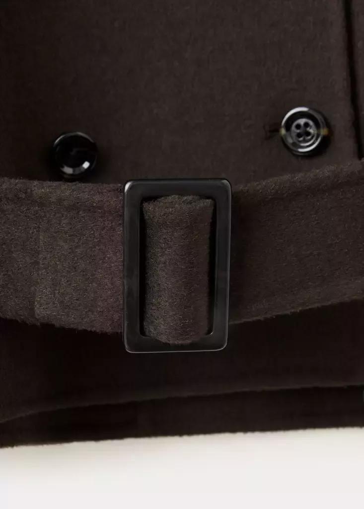 Brown Double-Breasted Wool Jacket, Dark Brown, large image number 5