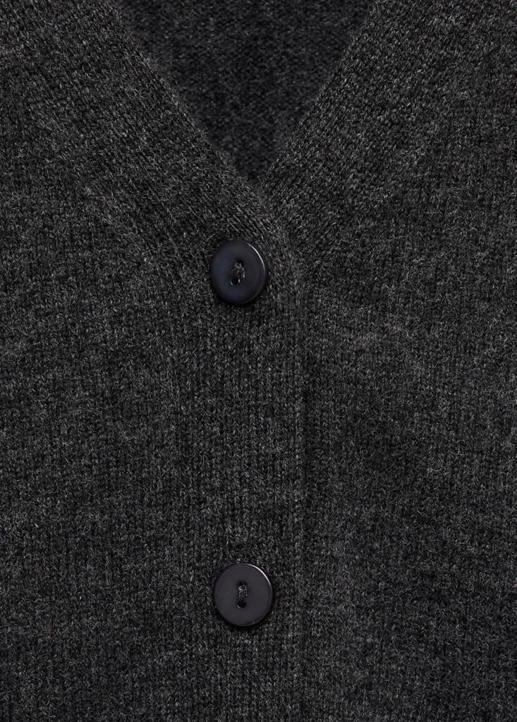 Grey Wool V-Neck Cardigan, Charcoal, large image number 4