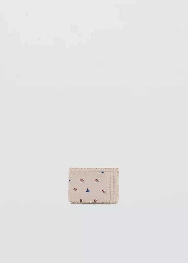 White Metallic-Effect Floral Print Card Holder, Natural White, medium