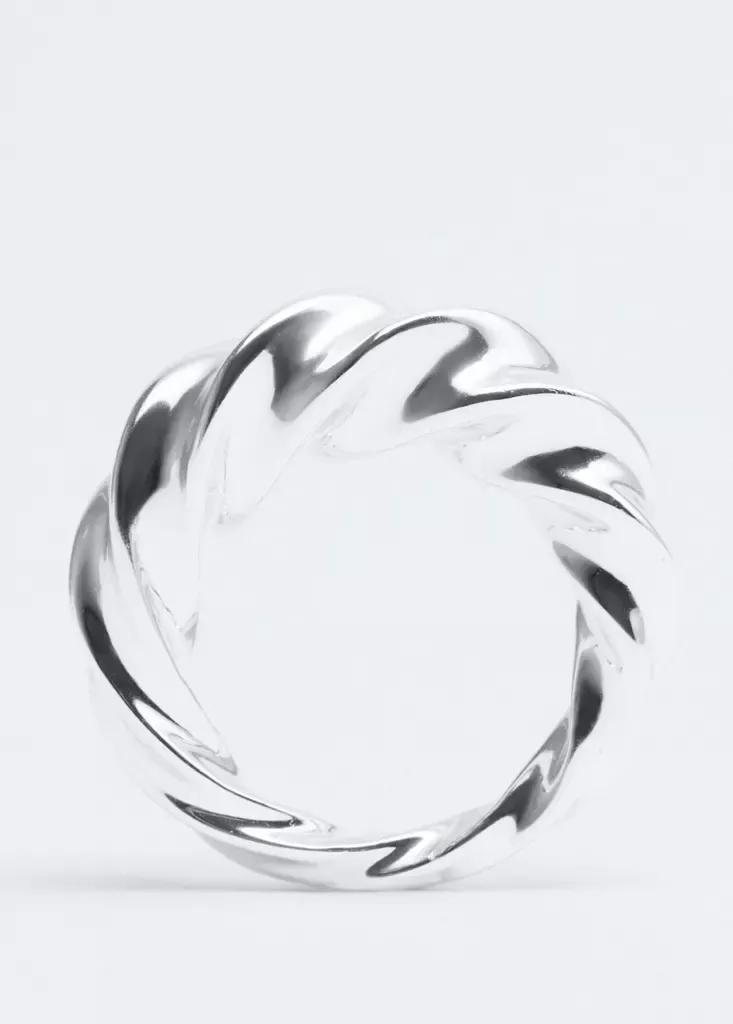 Silver Pack Of 3 Irregularly Shaped Rings, Silver, large image number 3