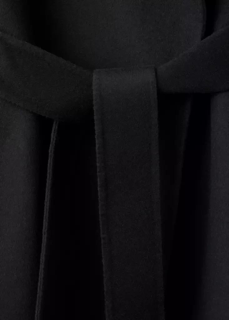 Black Handmade Wool Coat With Belt, Black, large image number 5