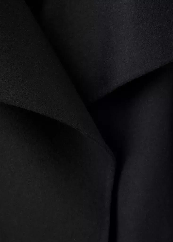 Black Handmade Wool Coat With Belt, Black, large image number 6