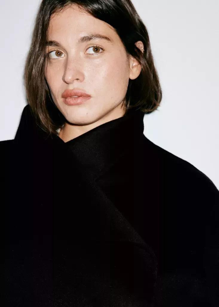 Black Handmade Wool Coat With Belt, Black, large image number 9