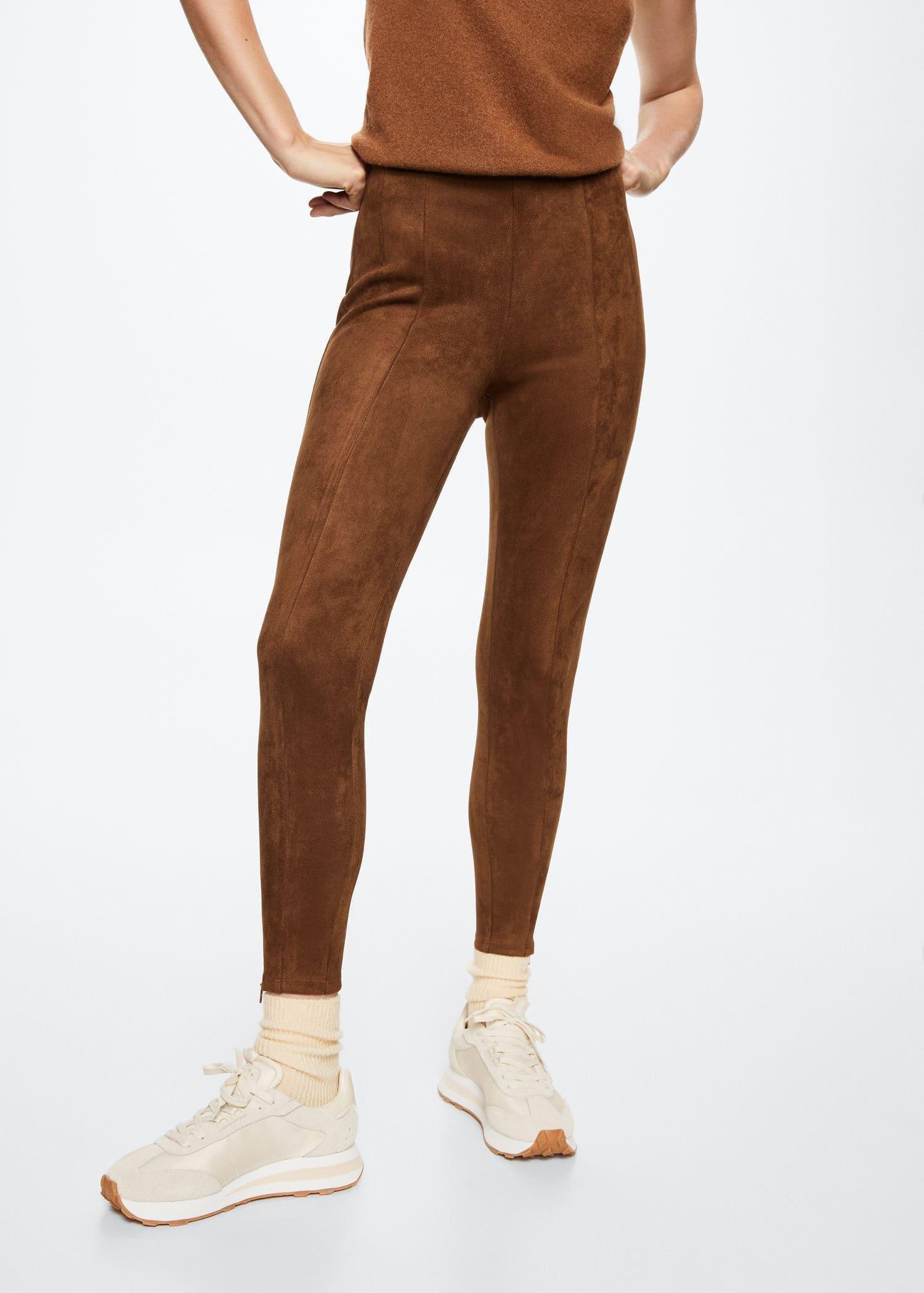 Brown Suede Leggings, , large image number 0