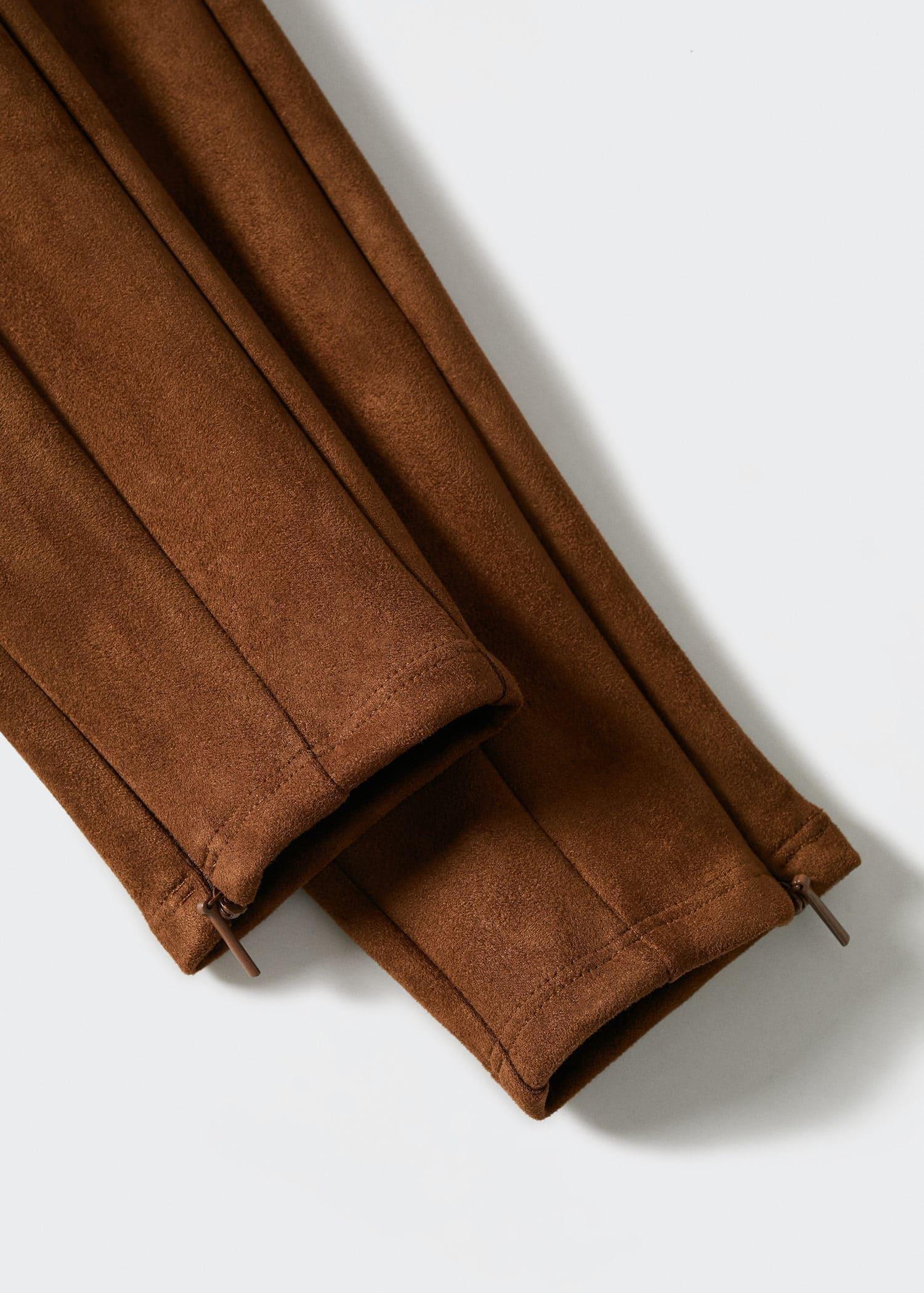 Brown Suede Leggings, , large image number 4