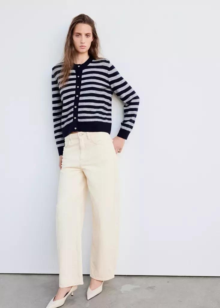Navy Knitted Cardigan With Metallic Buttons, Navy, medium