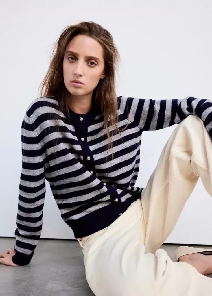 Navy Knitted Cardigan With Metallic Buttons, Navy, medium