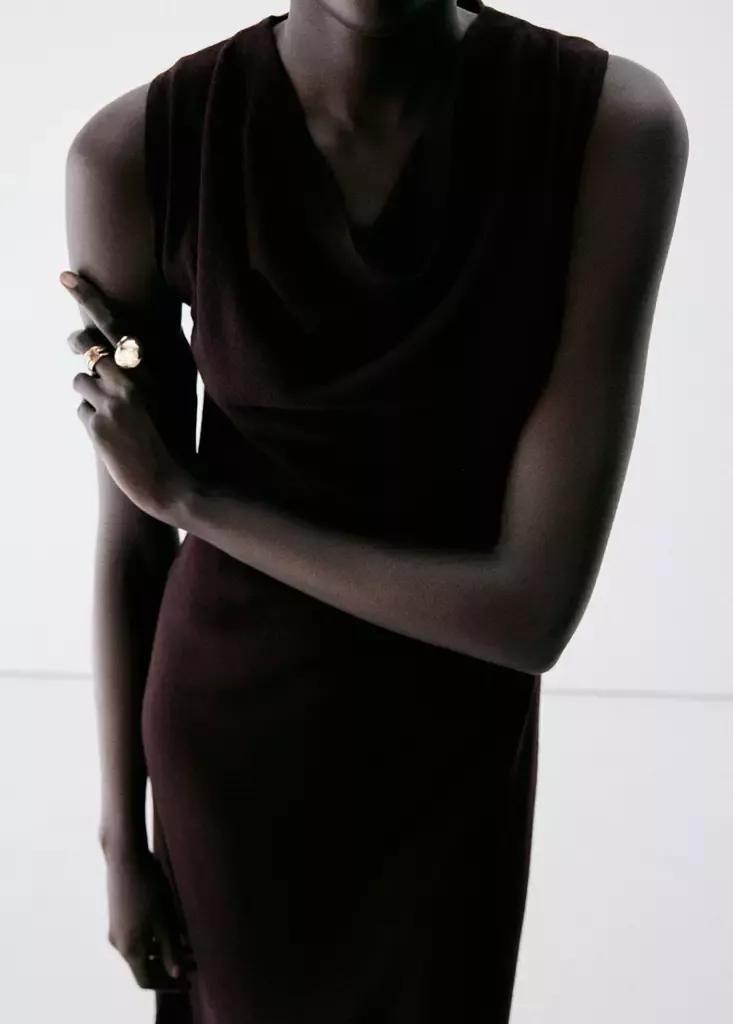 Burgundy Draped Midi-Dress, Dark Red, large image number 1