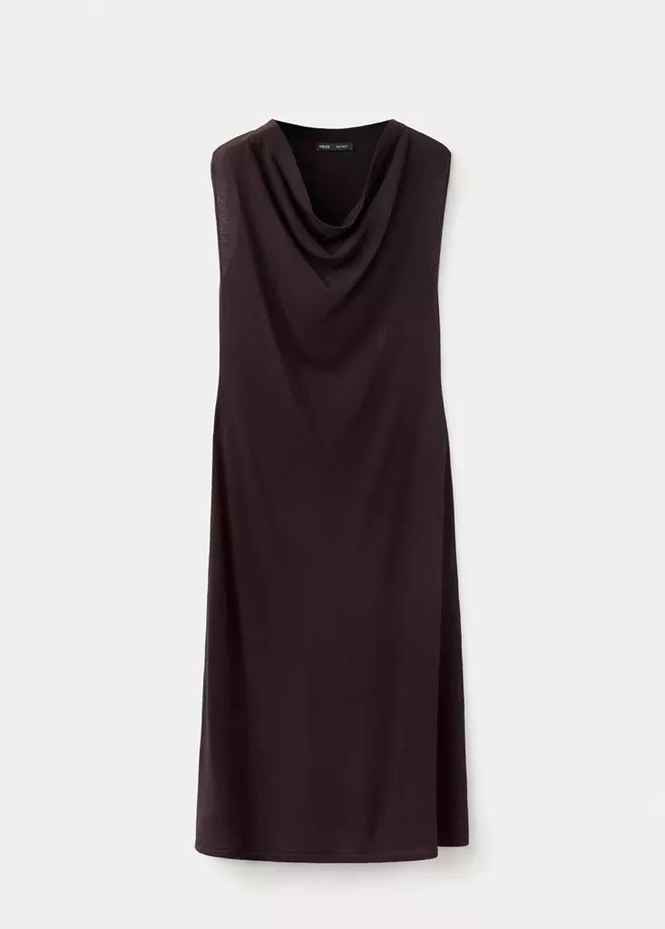 Burgundy Draped Midi-Dress, Dark Red, large image number 4