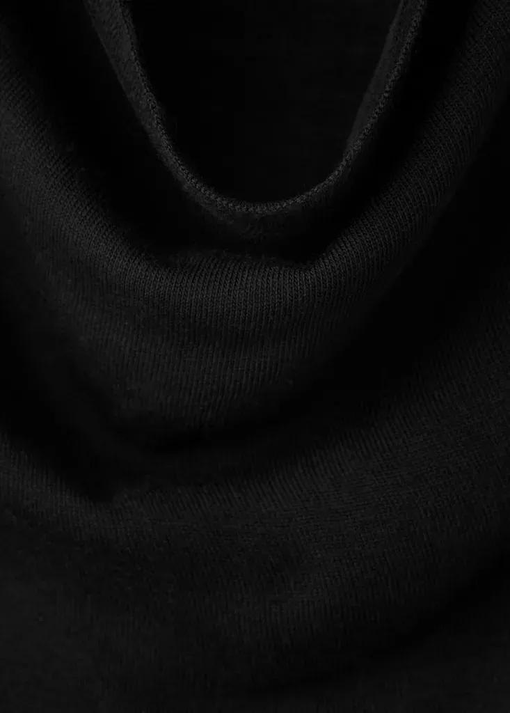 Black Draped Midi-Dress, Black, large image number 4