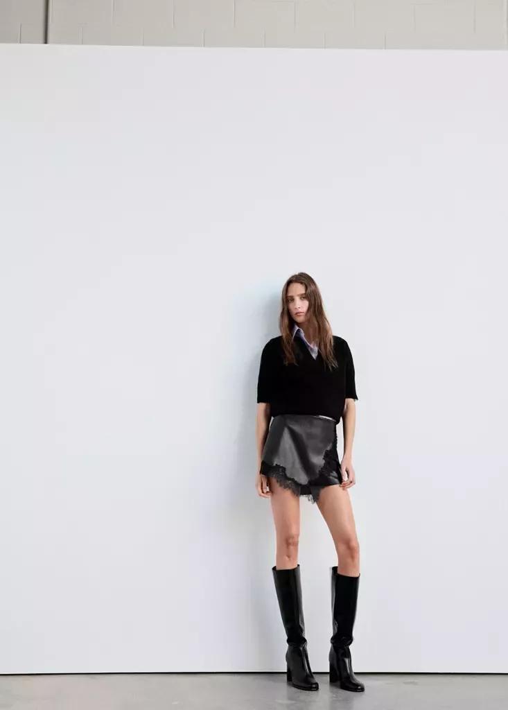 Black Faux-Leather Culottes, Black, large image number 0