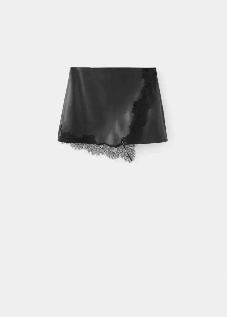 Black Faux-Leather Culottes, Black, large image number 5