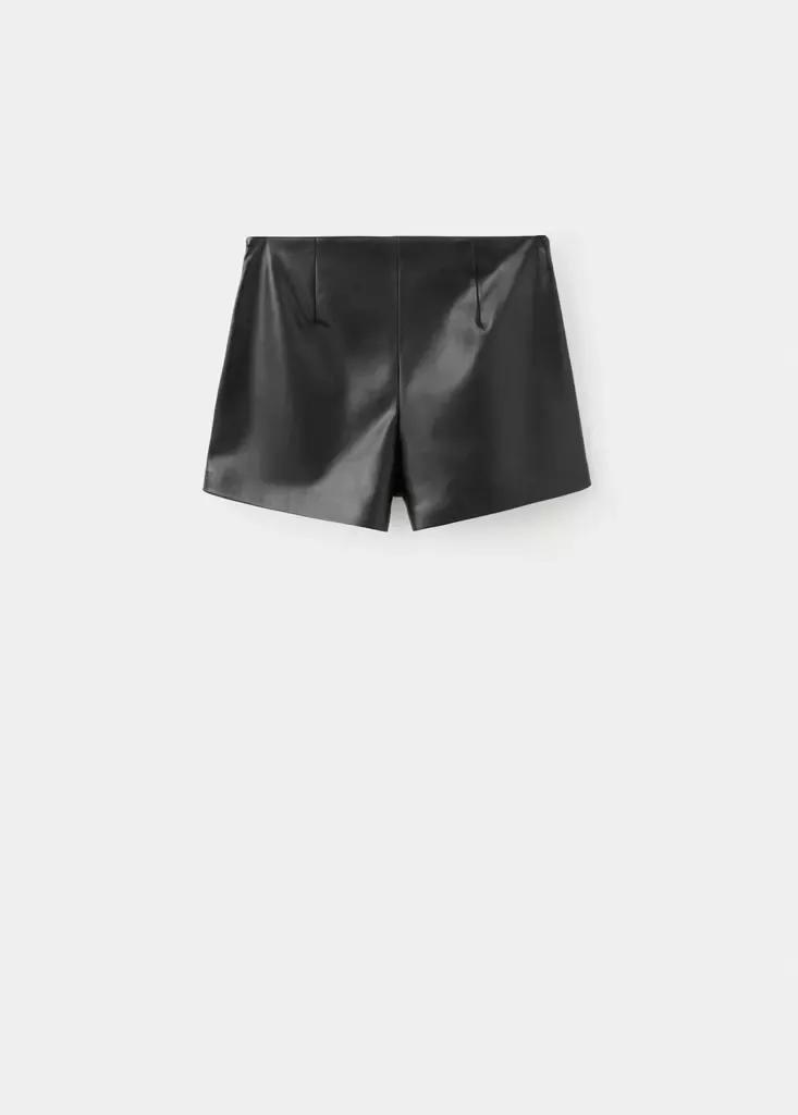 Black Faux-Leather Culottes, Black, large image number 7