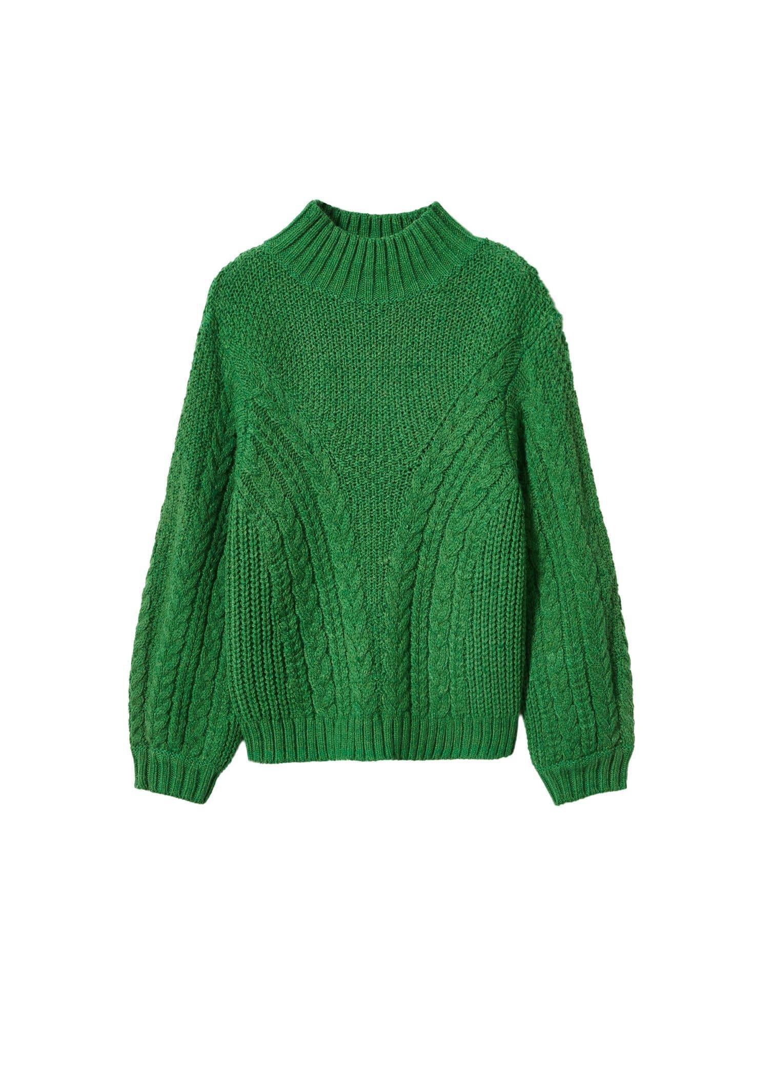 Green Braided Sweater With Perkins Neck, , large image number 2