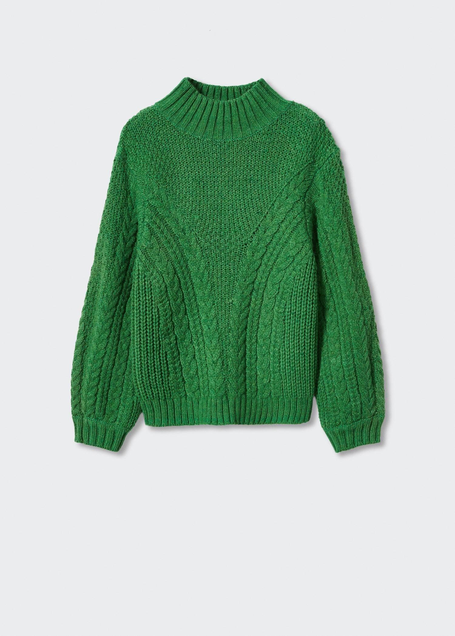 Green Braided Sweater With Perkins Neck, , large image number 4