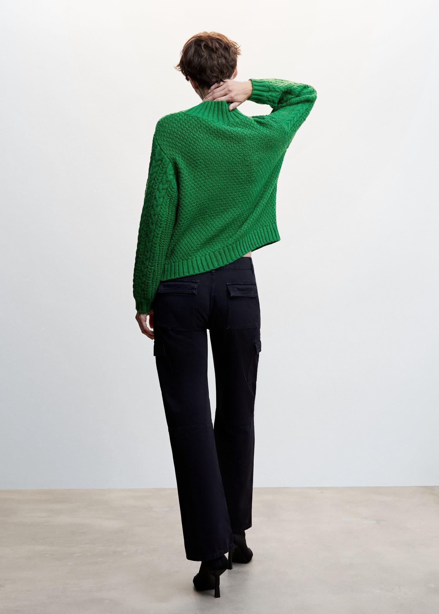 Green Braided Sweater With Perkins Neck, , large image number 6